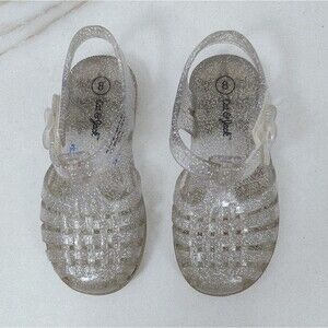 Cat & Jack Toddler Girls' Clear Glitter Sunny Jelly Sandals, Sz 8